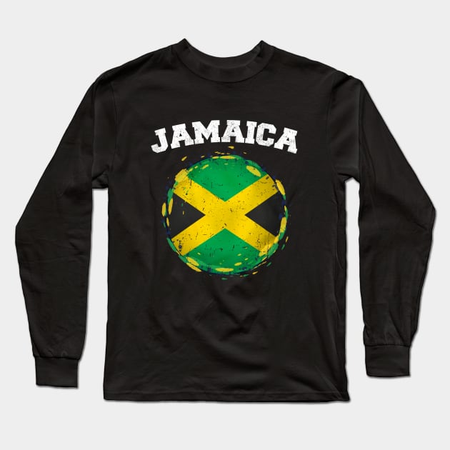 Jamaica Retro Vintage Watercolors Sport Jamaican Flag Long Sleeve T-Shirt by CoolFuture